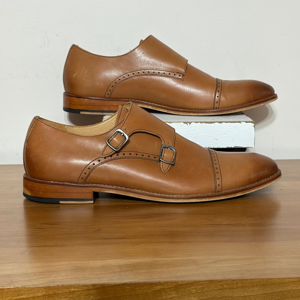 Warfield & Grand Reed Tan Leather Double Monk Strap Dress Shoes 70932 Mens 9